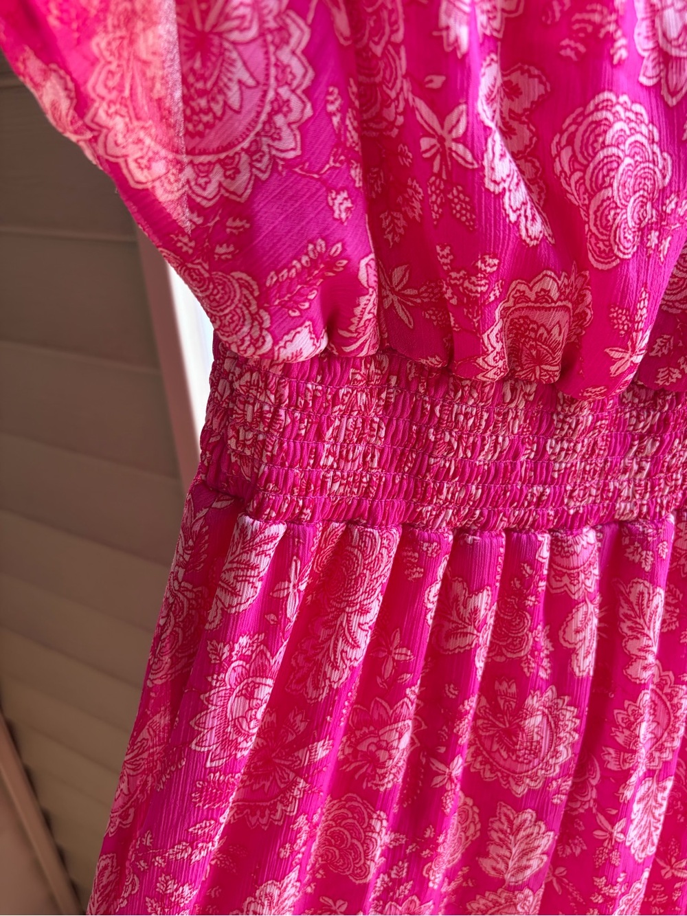 🆕💖MSK Pink Floral Chiffon Maxi Dress Size M Flutter Boho Romantic Wedding Guest - Picture 9 of 17